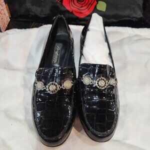 Brighton Black Patent leather croc loafers Size 7.5